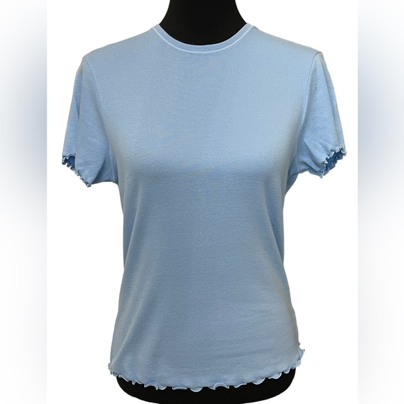 2013 New ~ SKIMS ~ Curvy Pointelle T-Shirt with Ruffle Edge Size XL LOGO ** - Picture 2 of 6
